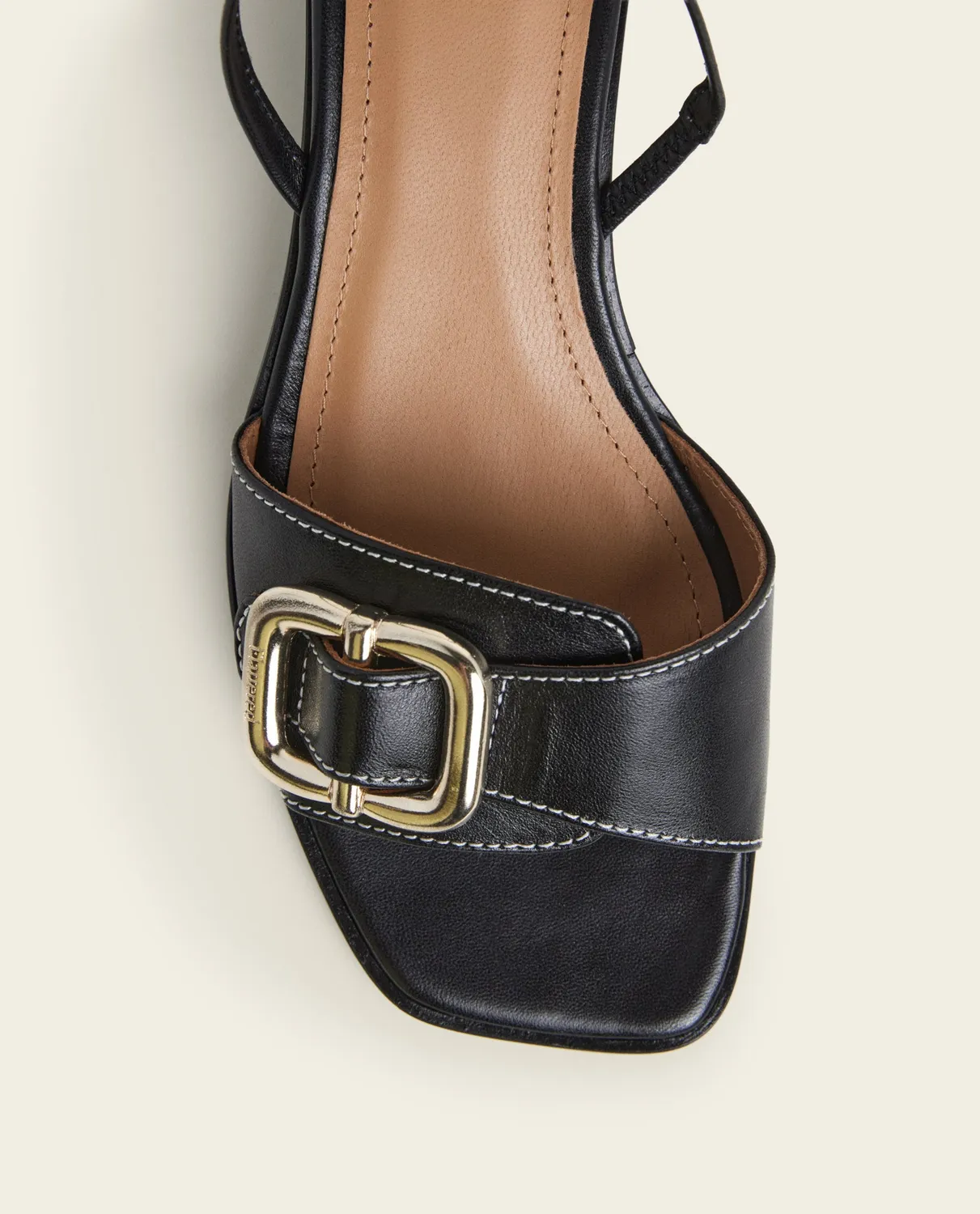 Flattered Jojo Leather Black sandalen blokhak