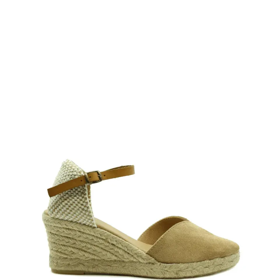 Donelli 457 espadrilles beige suède 7 cm hak