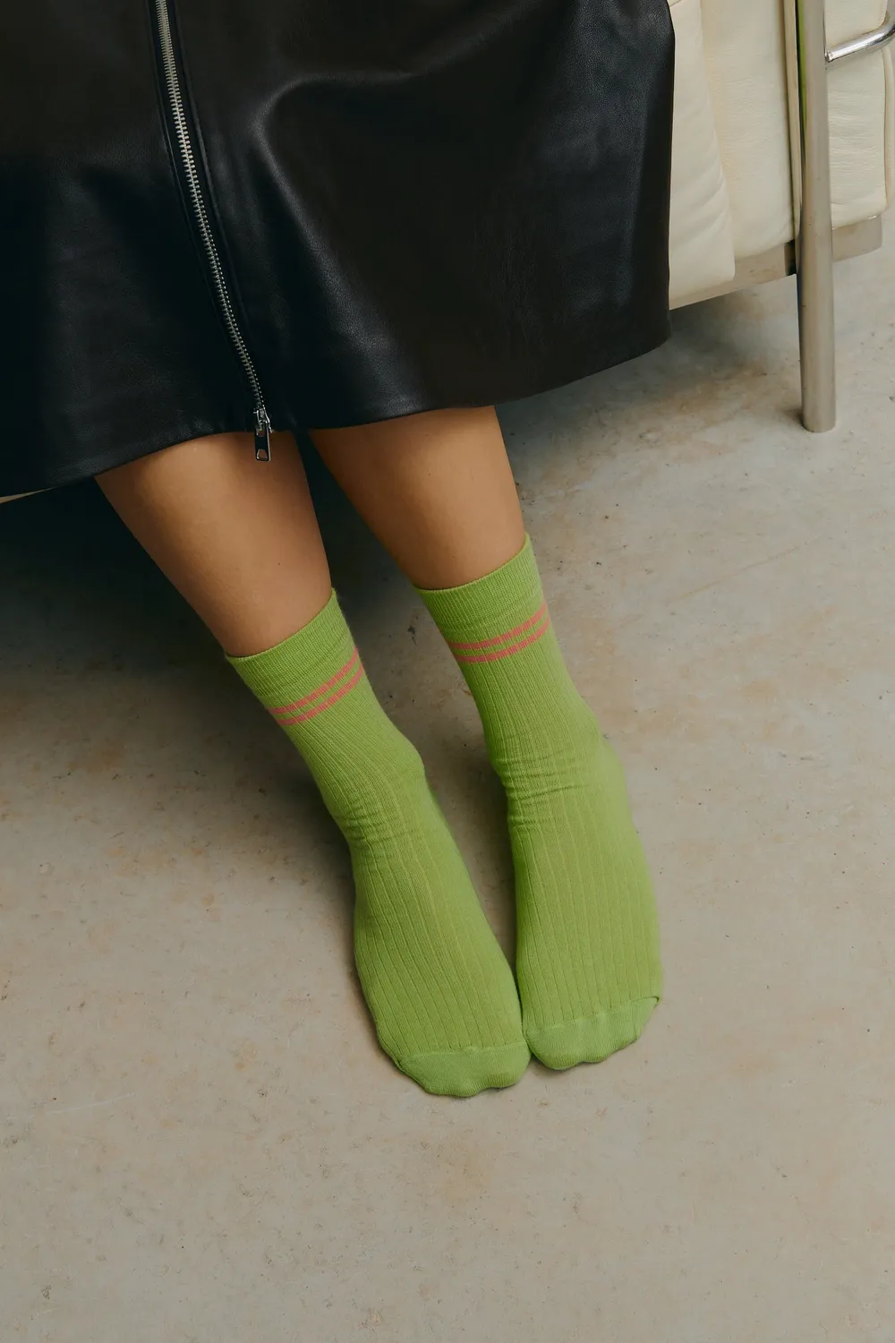 Jutelaune Greenish Stripe sokken one size bio katoen