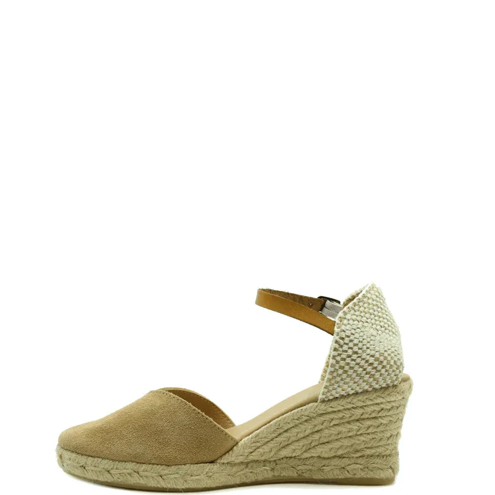 Donelli 457 espadrilles beige suède 7 cm hak