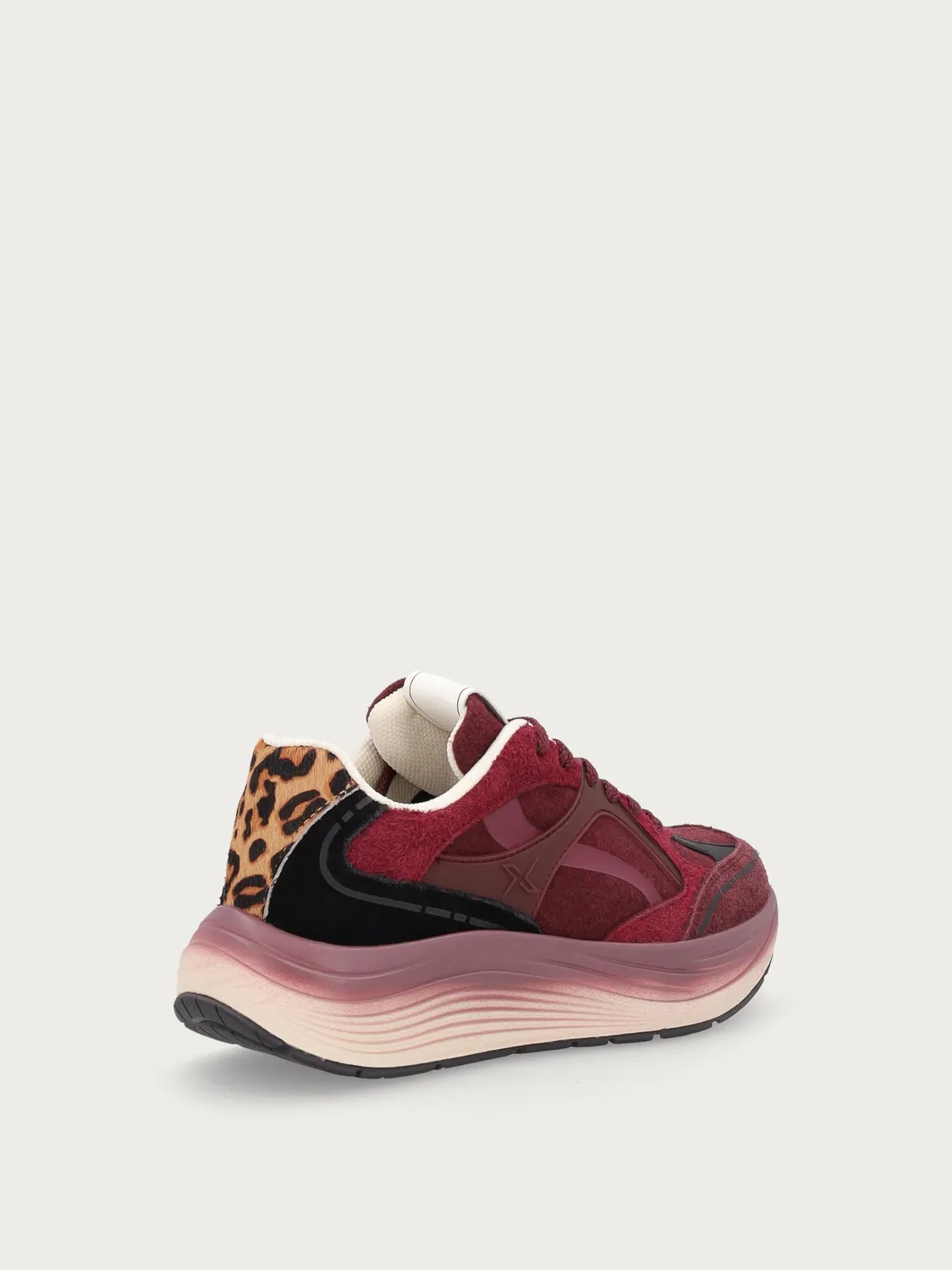 Frau Cross Hybrid bordeaux sneakers leer-textiel dames