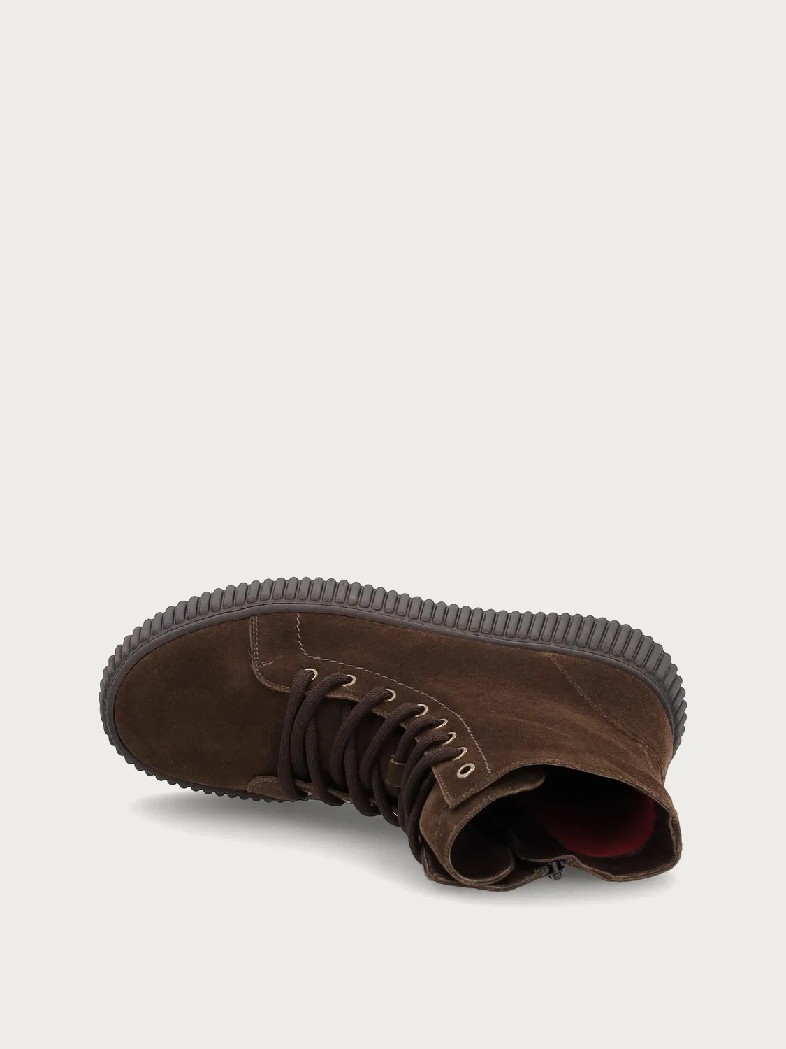 Frau Verona bruine suède combat boots dames plateau