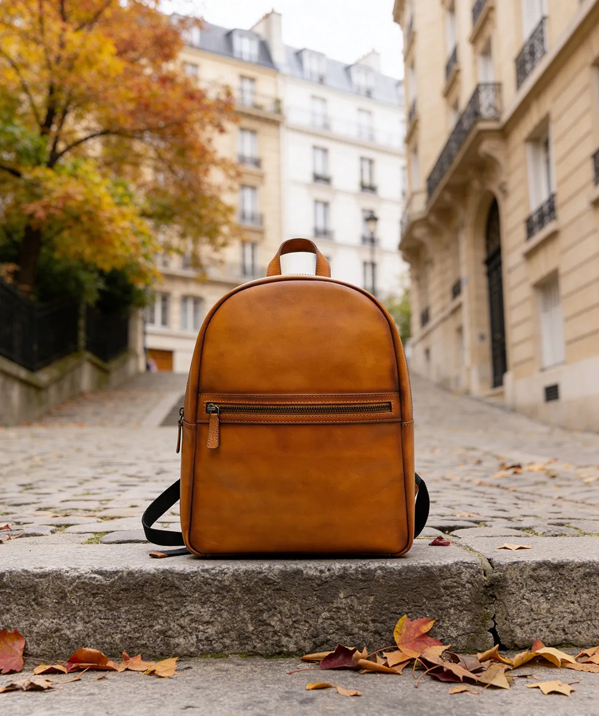Finsbury Patinated Gold rugzak leer bruin 37cm laptop
