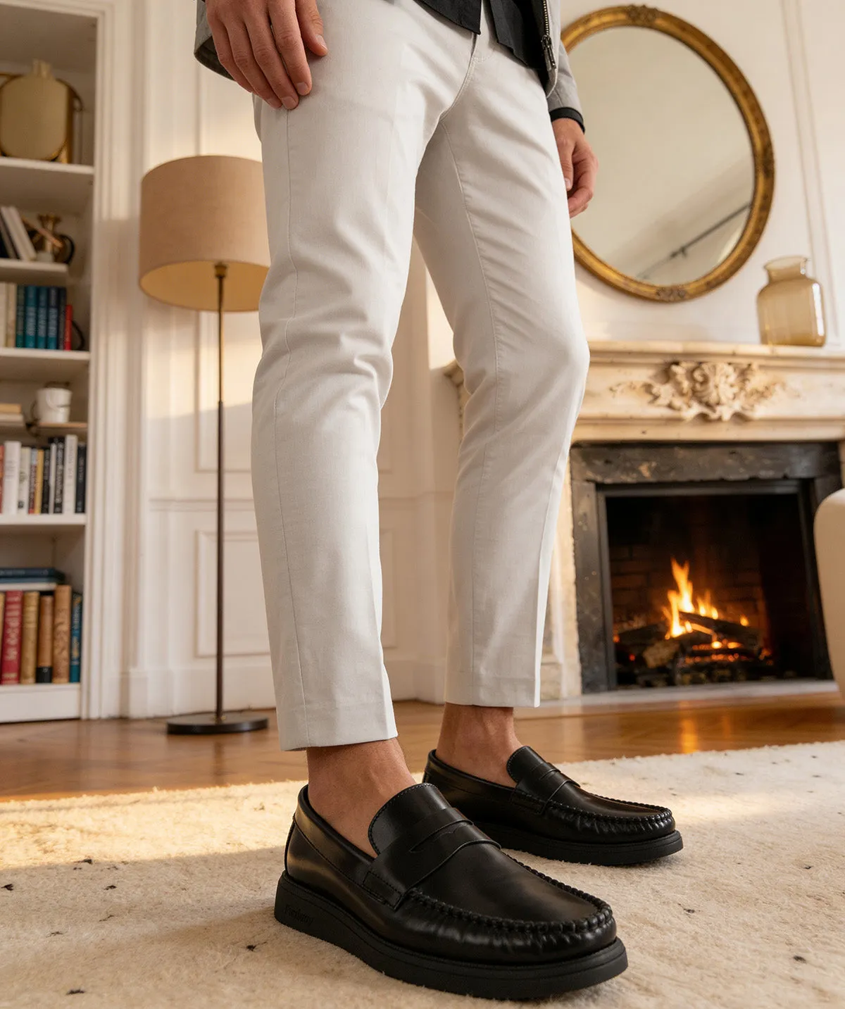 Finsbury EDUARDO zwarte loafers glad leer rubber zool