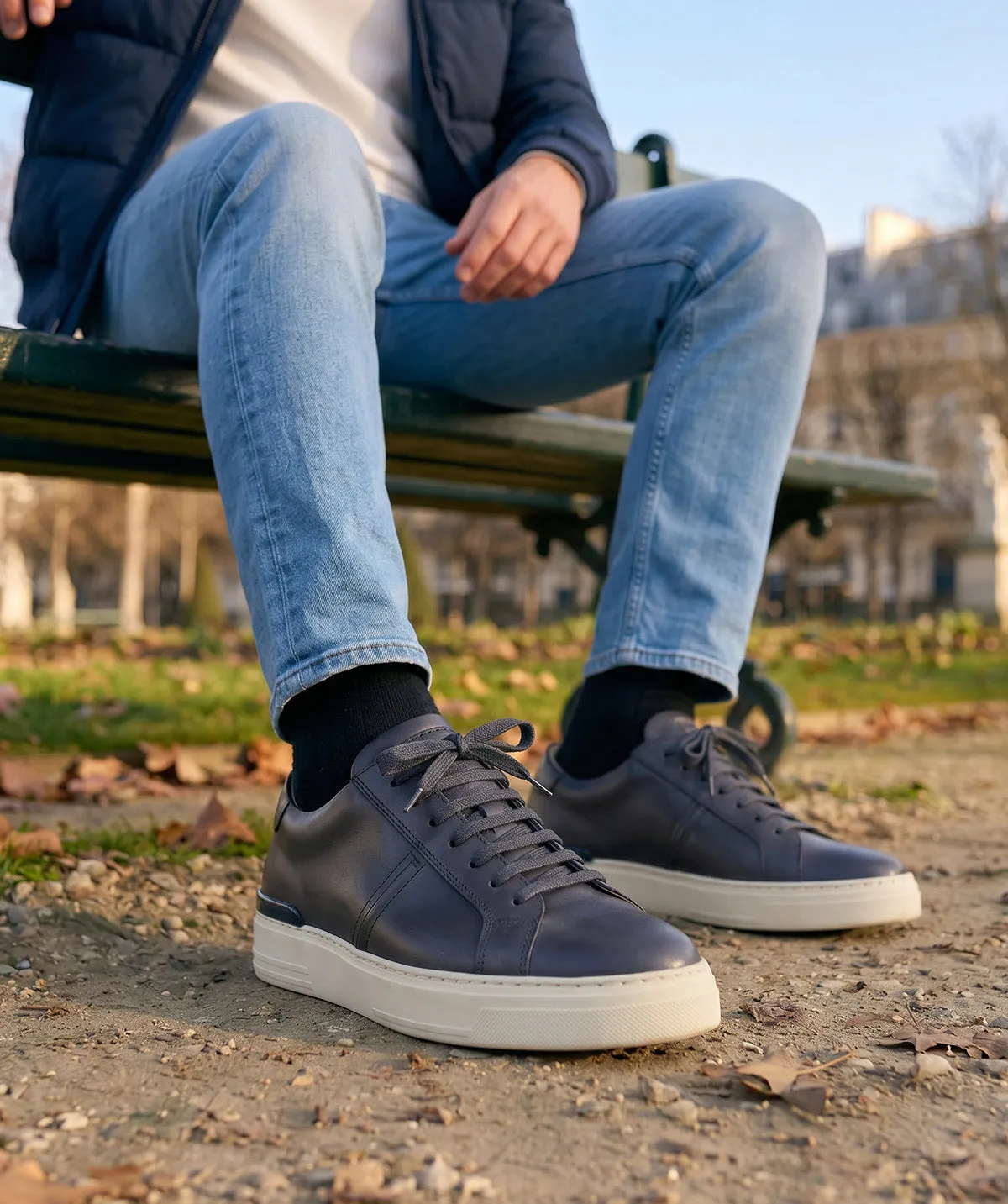 Finsbury Riva sneakers grijs patina leer