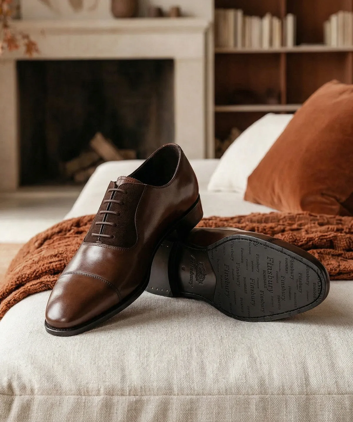 Finsbury Heathrow oxford schoenen bruin bi-materiaal