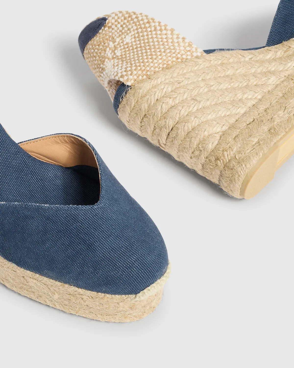 Castaner Chiara/8ED/002 espadrille sleehak donkerblauw canvas