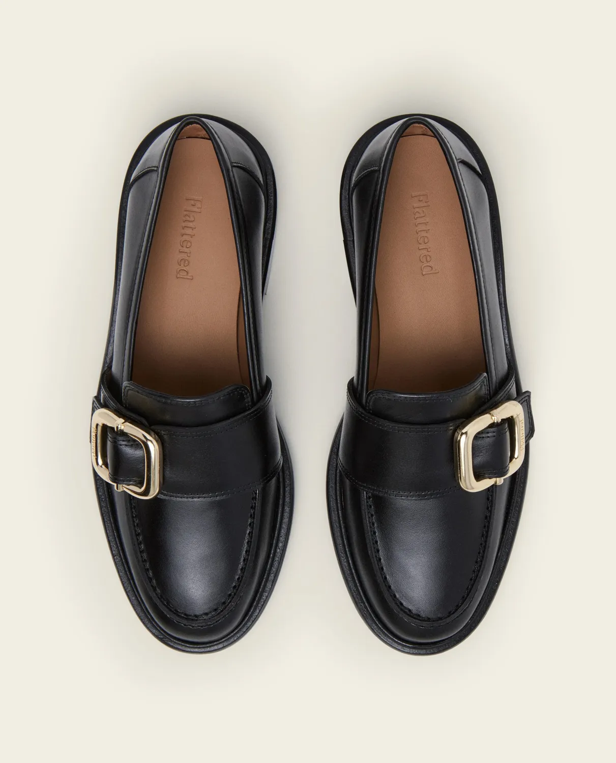 Flattered Aspen loafers zwart leer met gesp