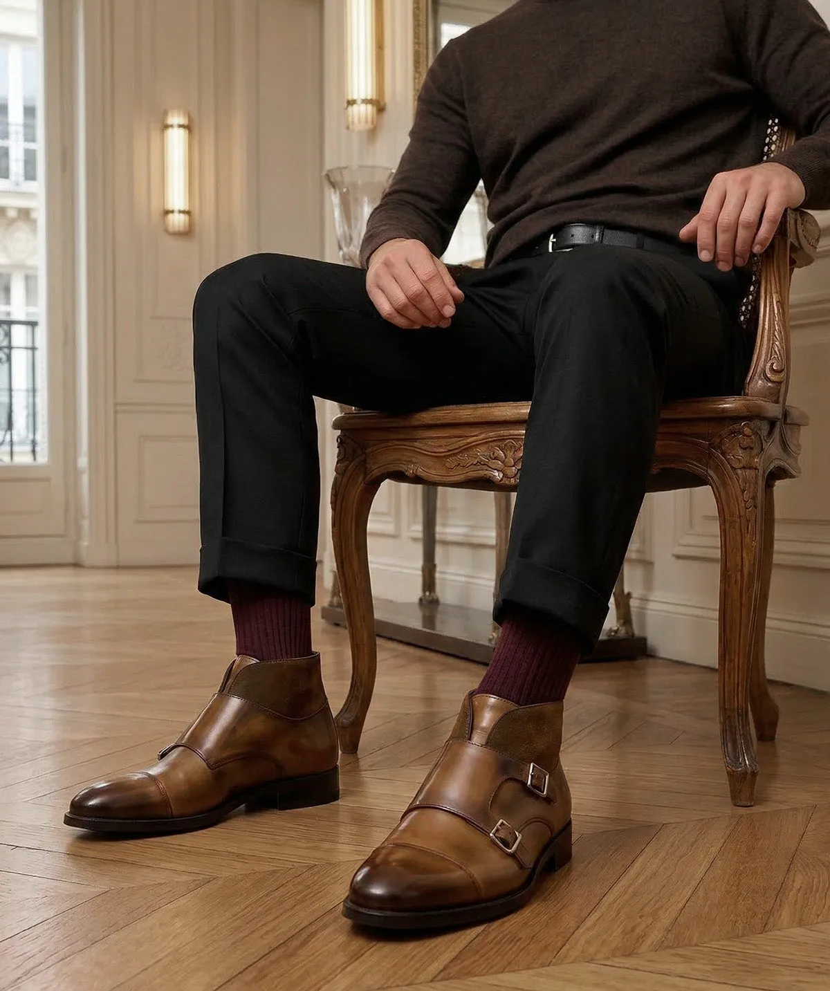 Finsbury Leonardo gespschoenen bruin double monk