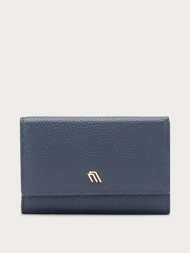 Frau portefeuille blauw leer drievoudig dames