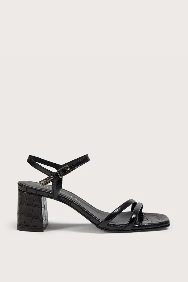 Bryan Stepwise Habana sandalen met hak zwart leer