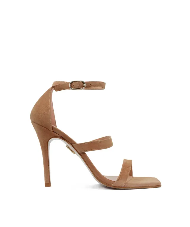 Finsbury Elsa Fossil sandalen beige velours 9 cm hak
