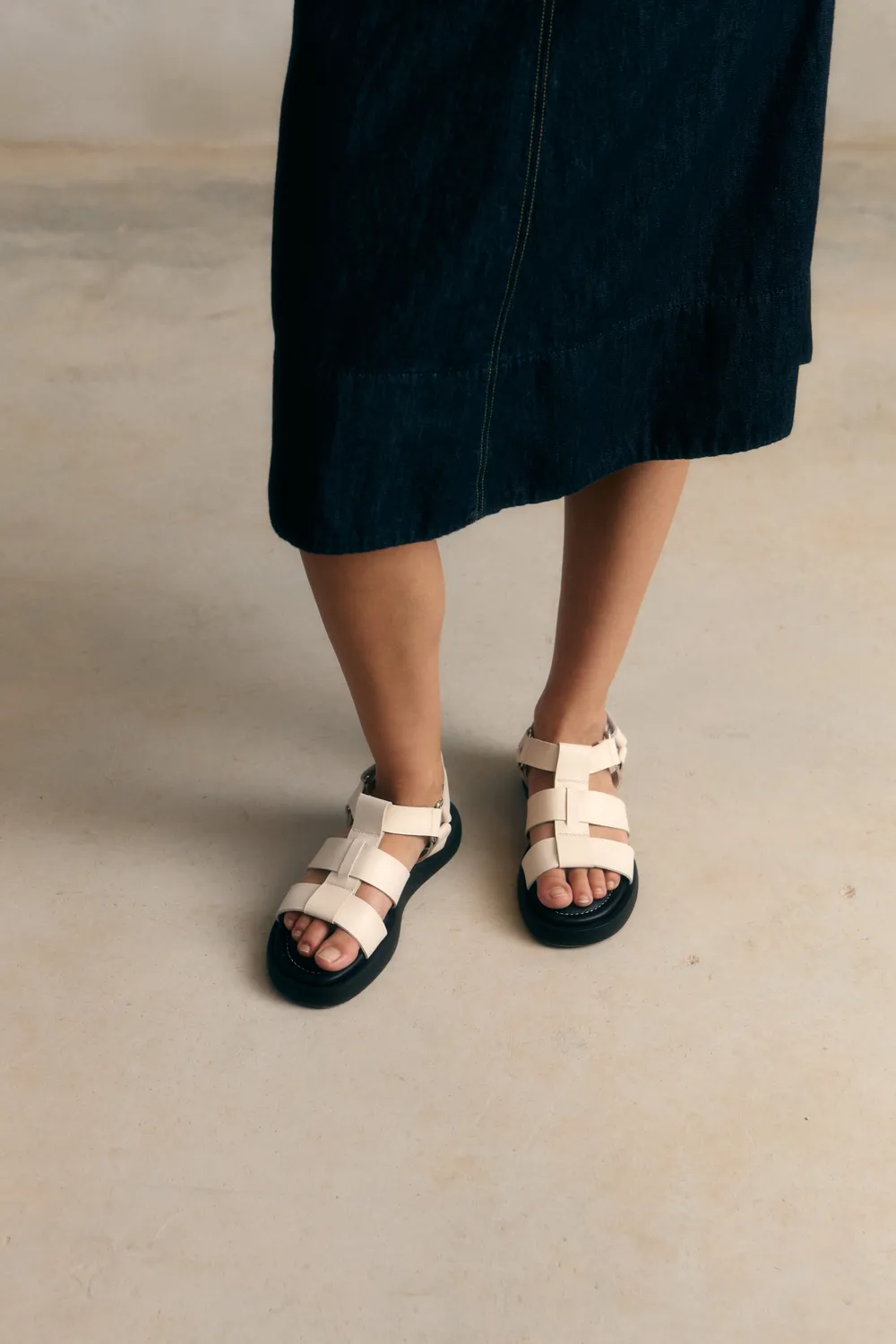 Jutelaune Selma sandalen ivoor nappa leer