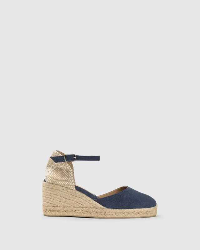 Castaner Carol 6/002 espadrilles blauw sleehak 7 cm
