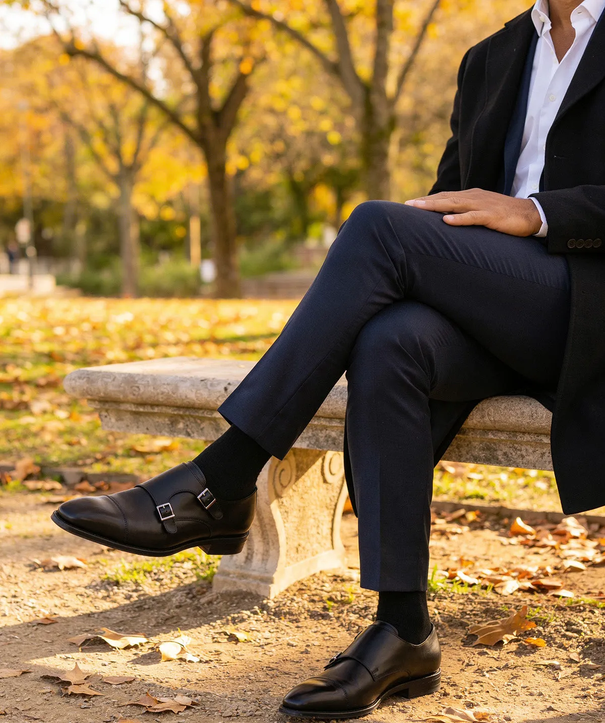 Finsbury Cambridge monkstrap zwart box calf