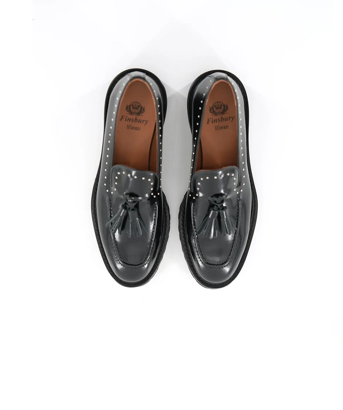 Finsbury Eglantine loafers zwart leer zilver