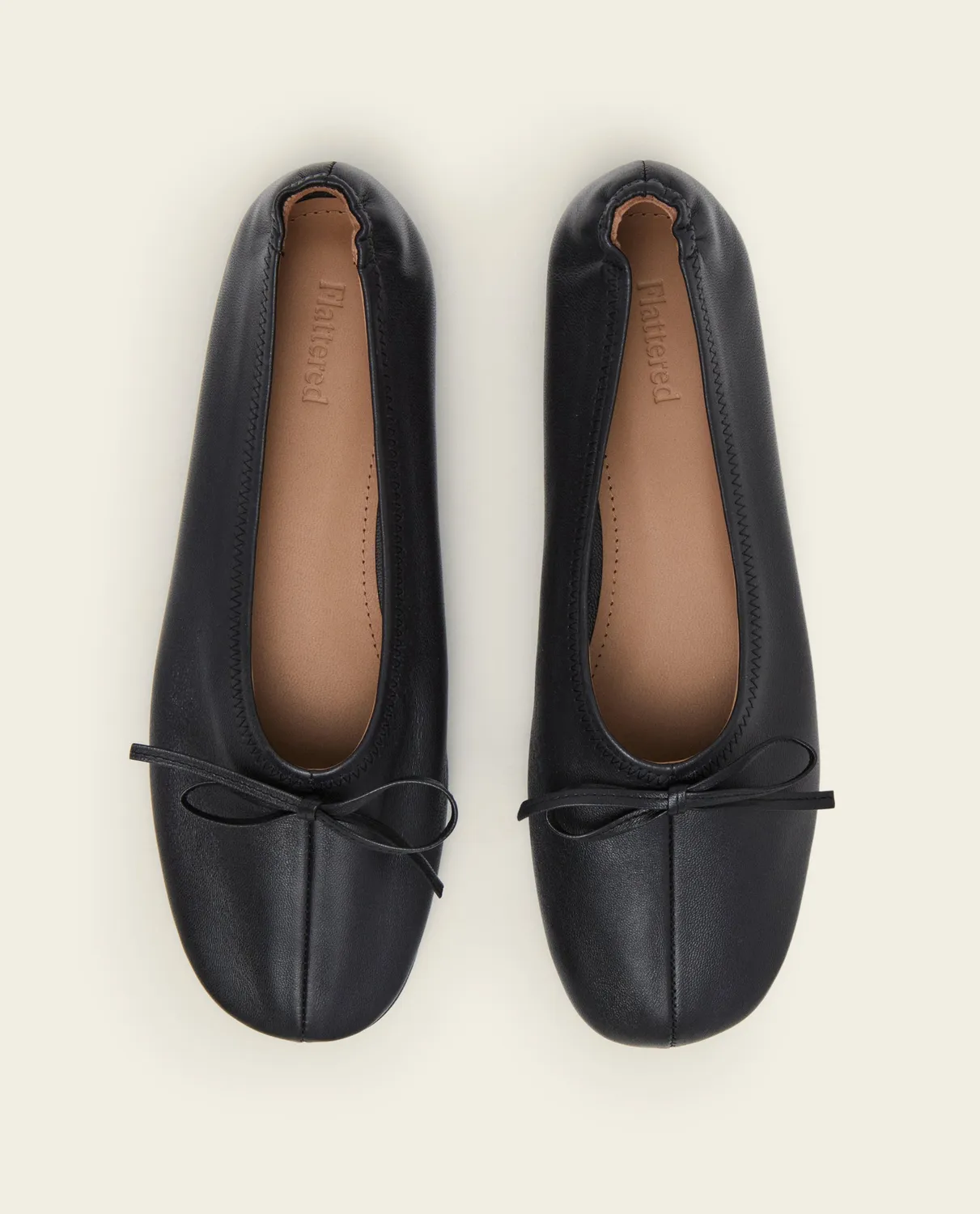 Flattered Blaise ballerina zwart leer met strik