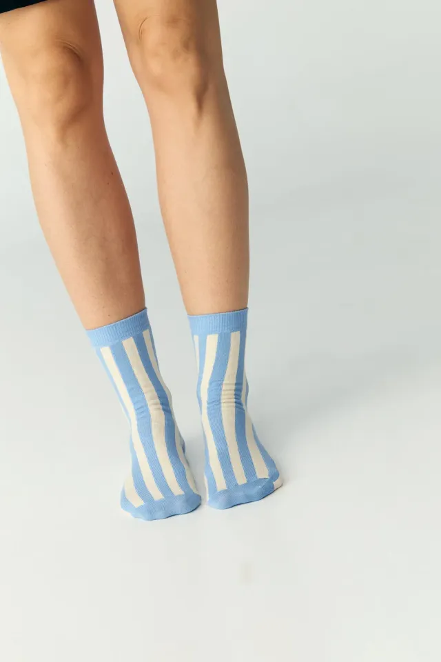 Jutelaune Blue Stripe sokken bio-katoen blauw