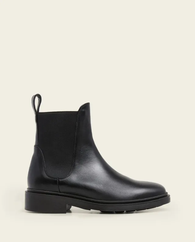 Flattered Fiona Chelsea boots zwart leer plat