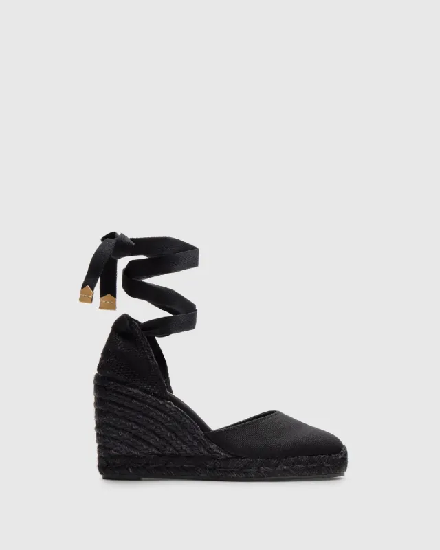 Castaner Carina C 8/001 espadrilles zwart sleehak 9 cm