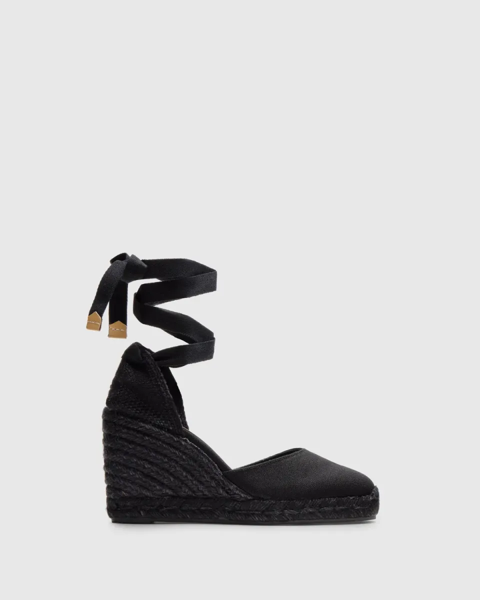 Castaner Carina C 8/001 espadrilles zwart sleehak 9 cm
