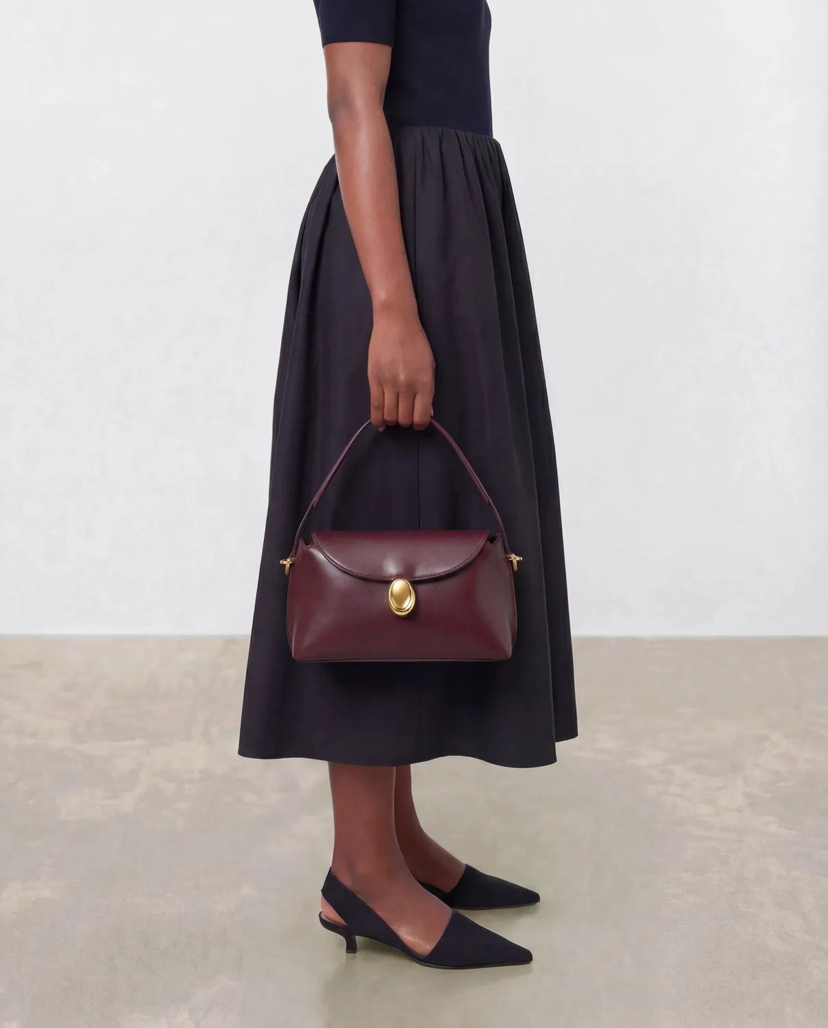 Flattered Gaia Mini tas bordeaux leer goudsluiting