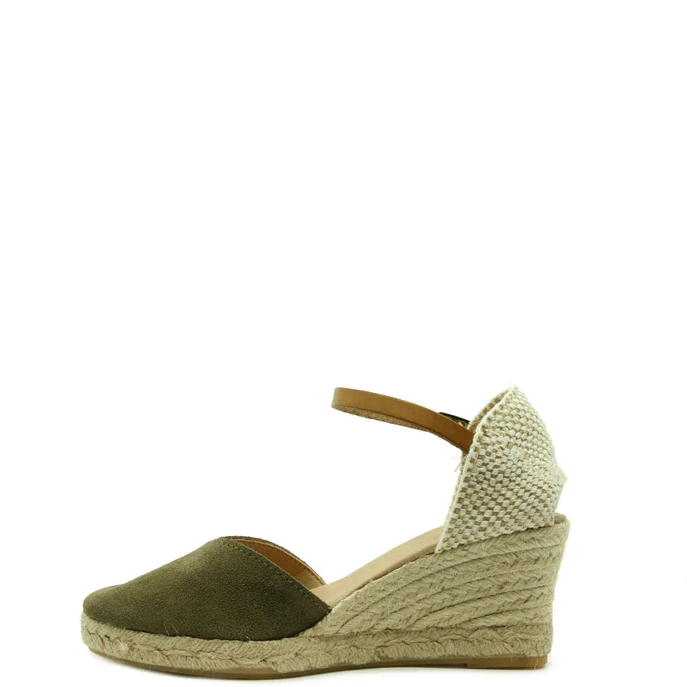 Donelli 457 espadrilles khaki suède hak 7 cm