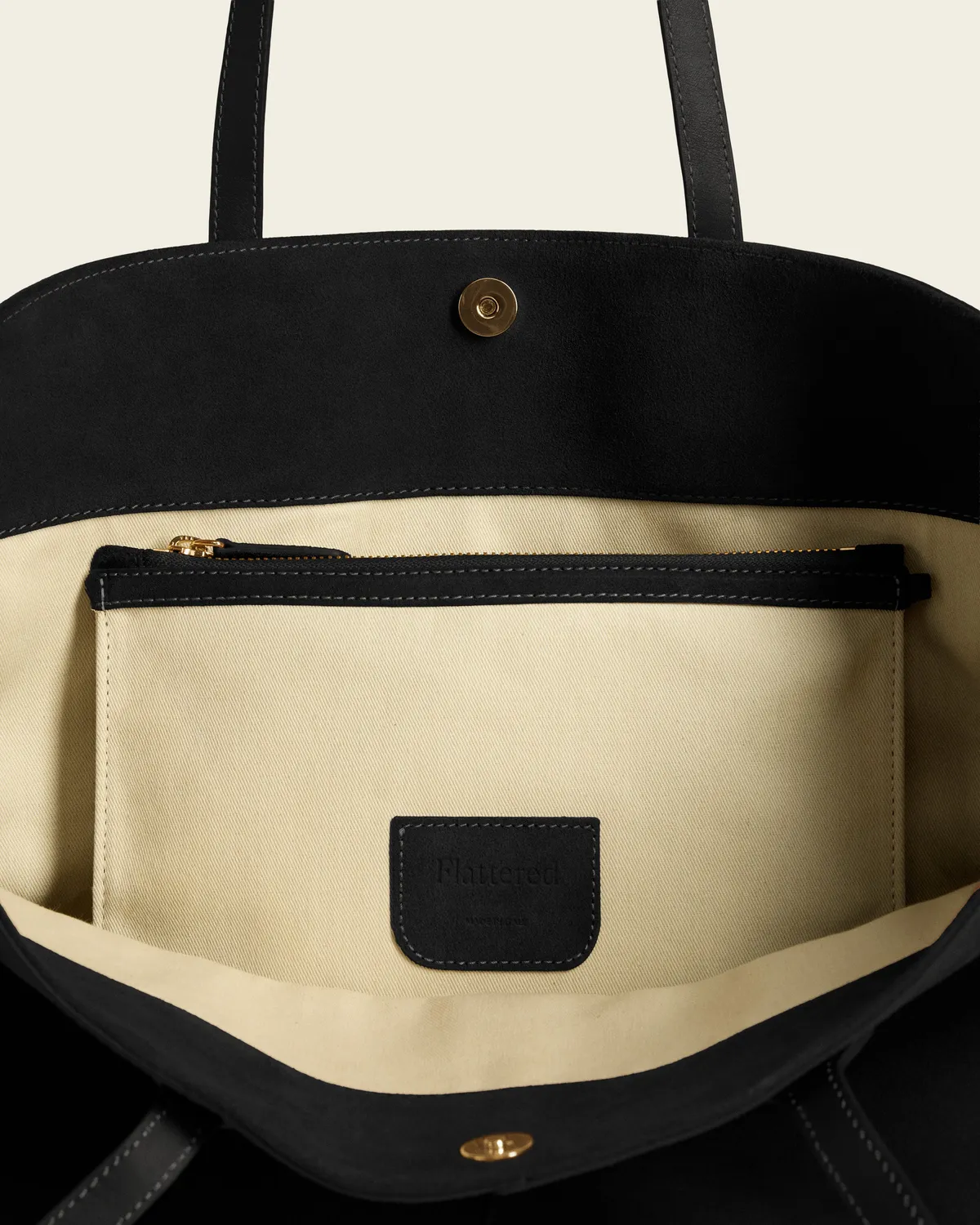 Flattered Lesley shopper zwart suede groot
