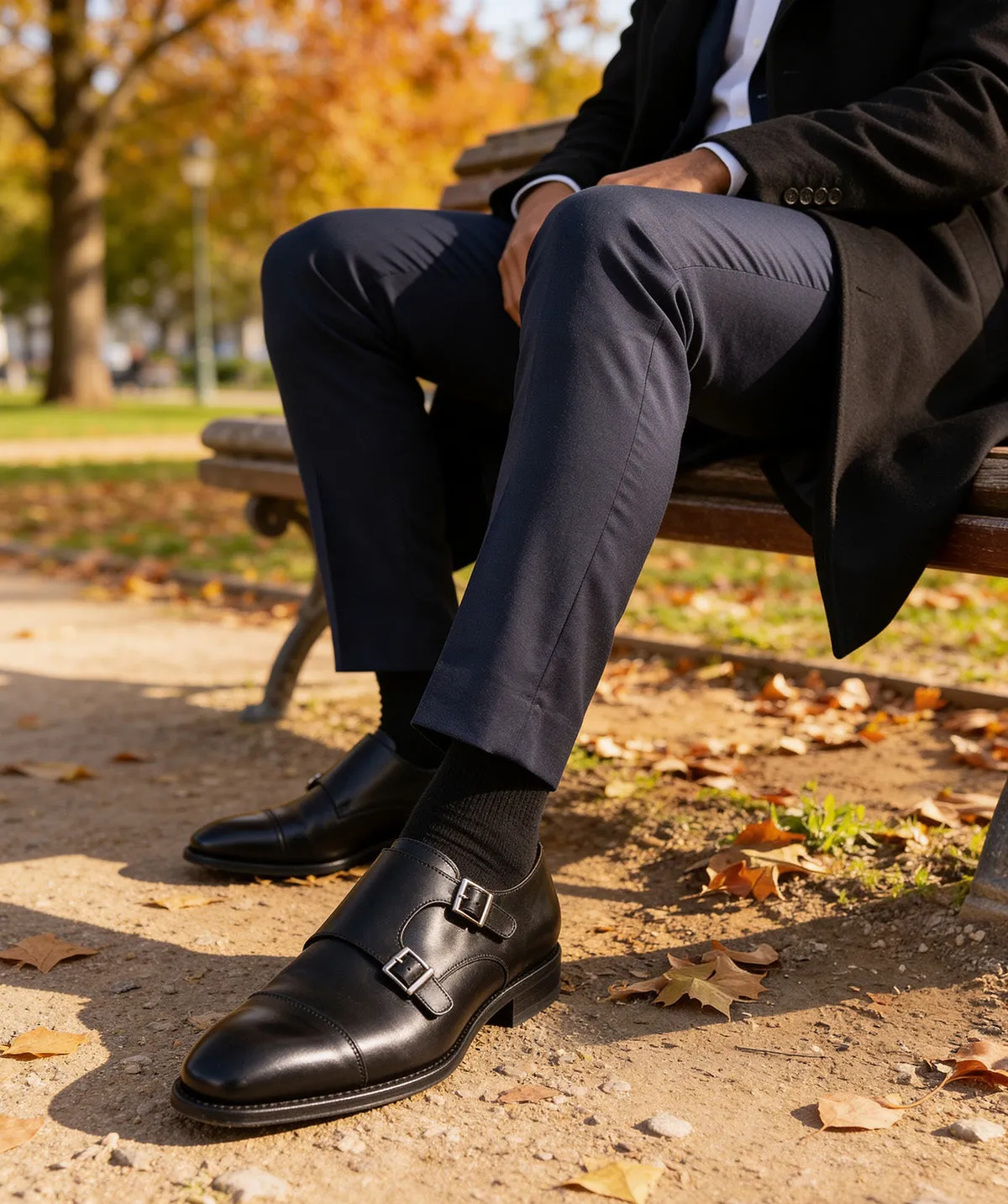 Finsbury Cambridge monkstrap zwart box calf