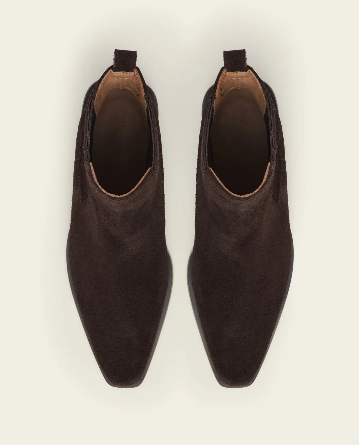 Flattered Indigo enkellaars suède chocolate hak