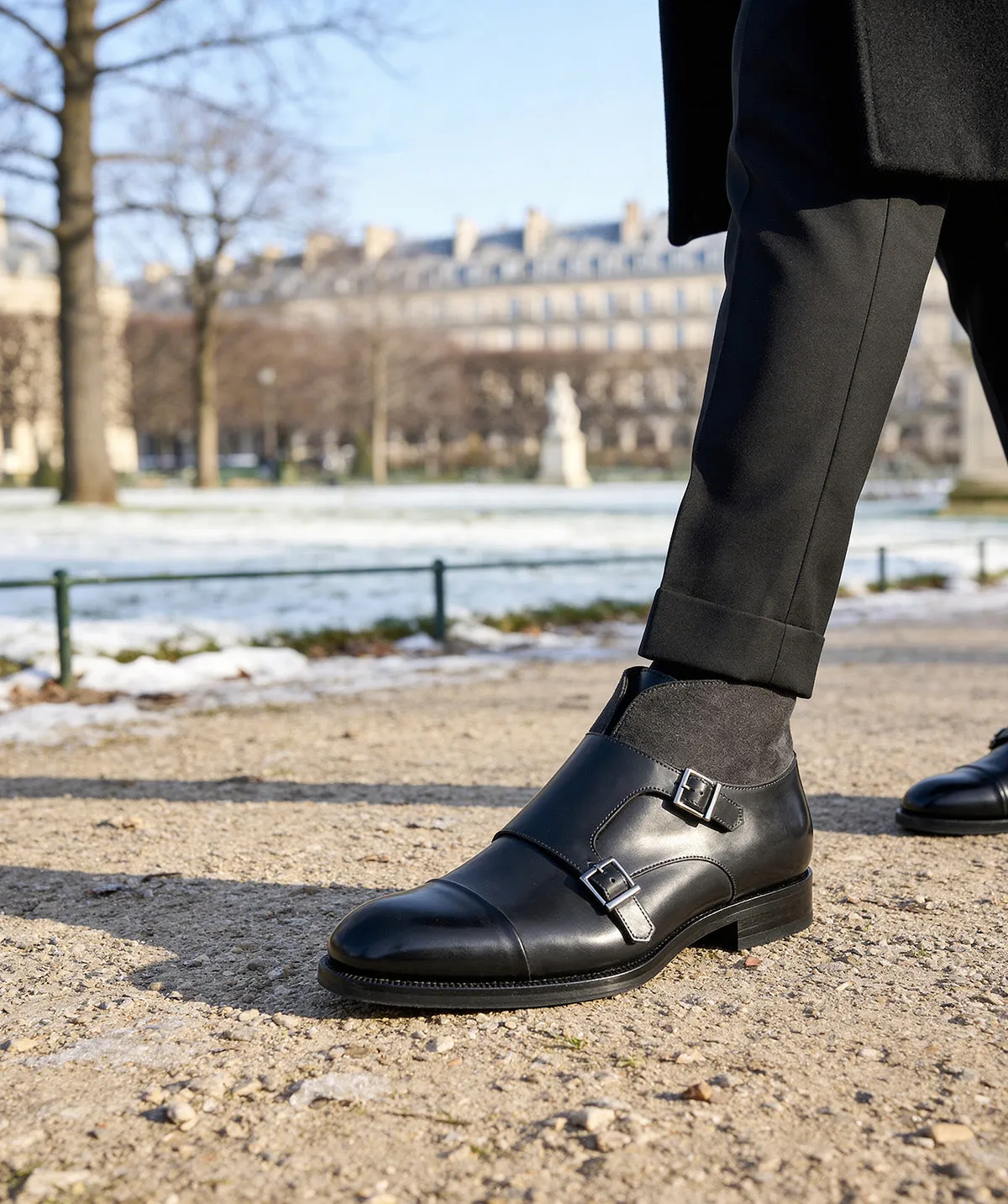 Finsbury Leonardo gespschoenen grijs double monk