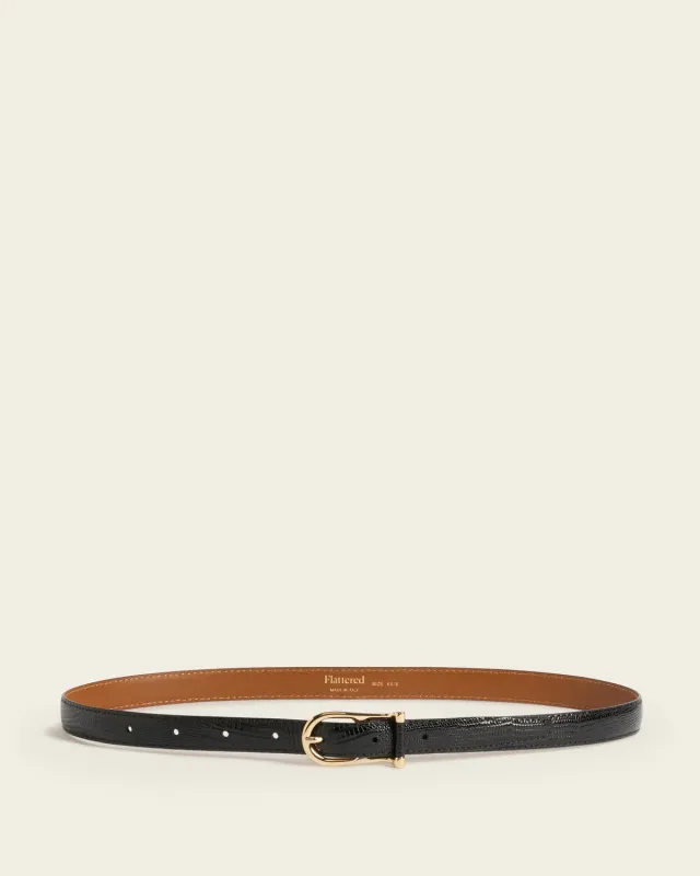 Flattered Betty Belt Leather Black Snake riem 2 cm