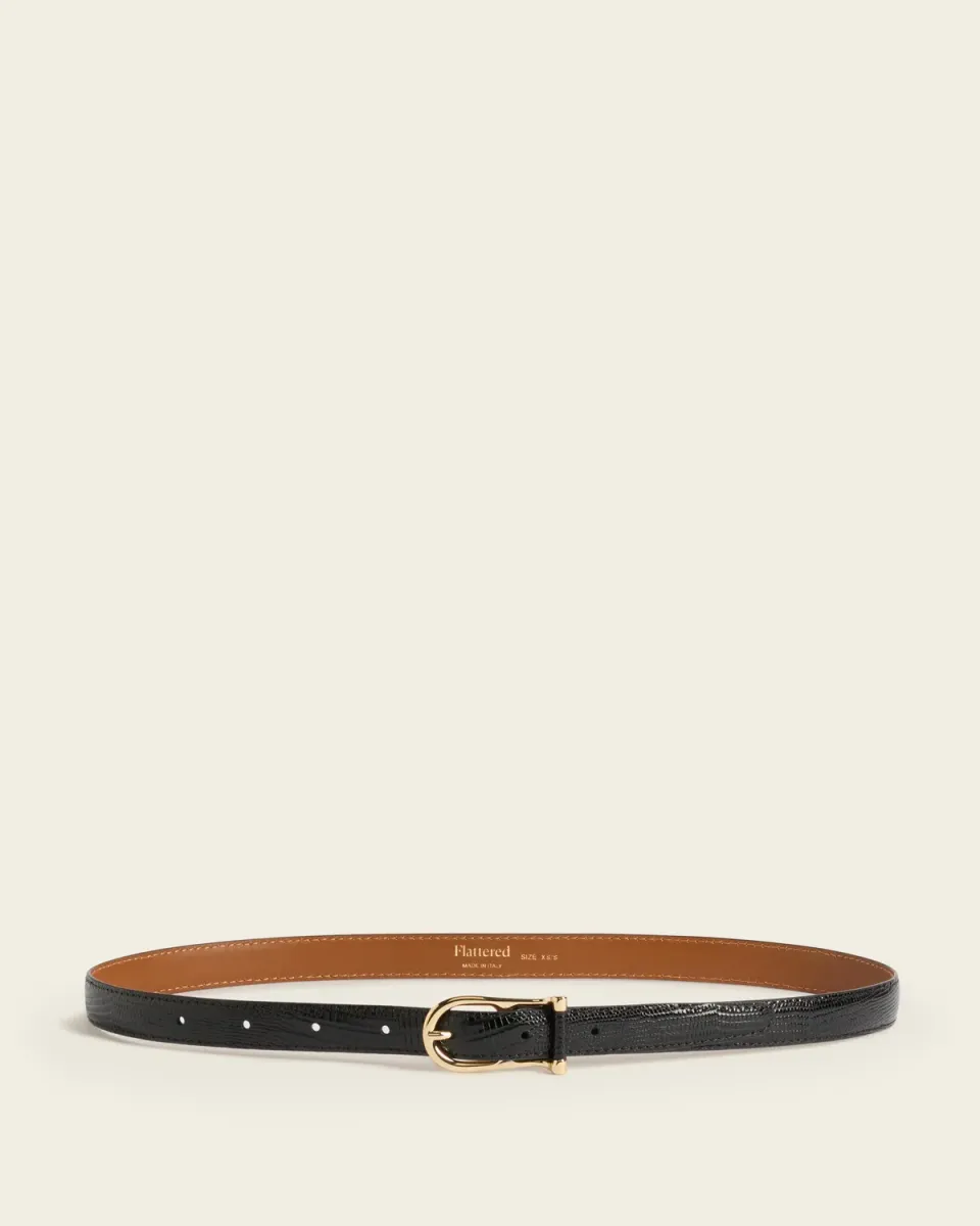 Flattered Betty Belt Leather Black Snake riem 2 cm
