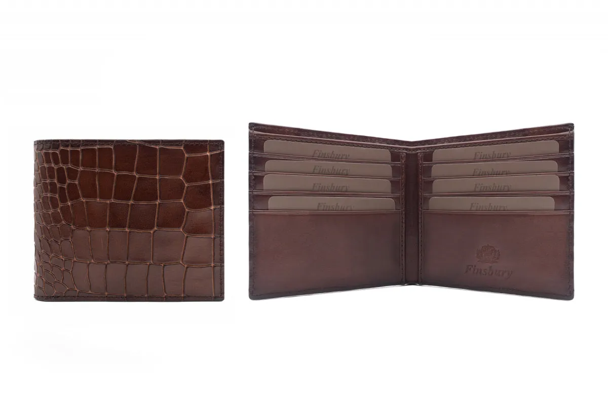 Finsbury portemonnee leer bruin croco 12 cm bifold