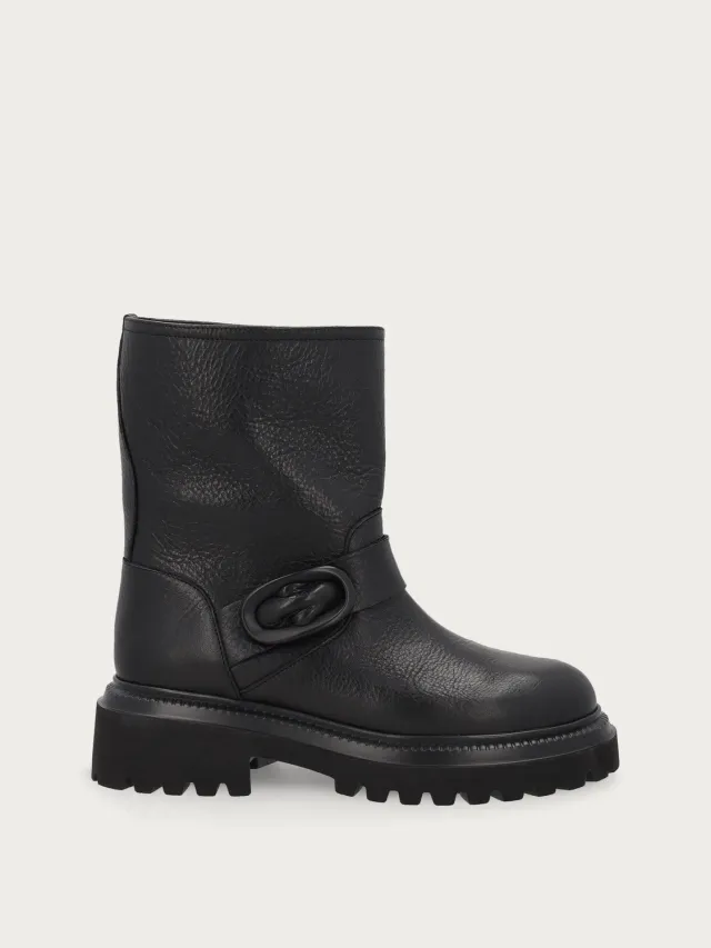 Frau Verona biker boots zwart leer met gesp