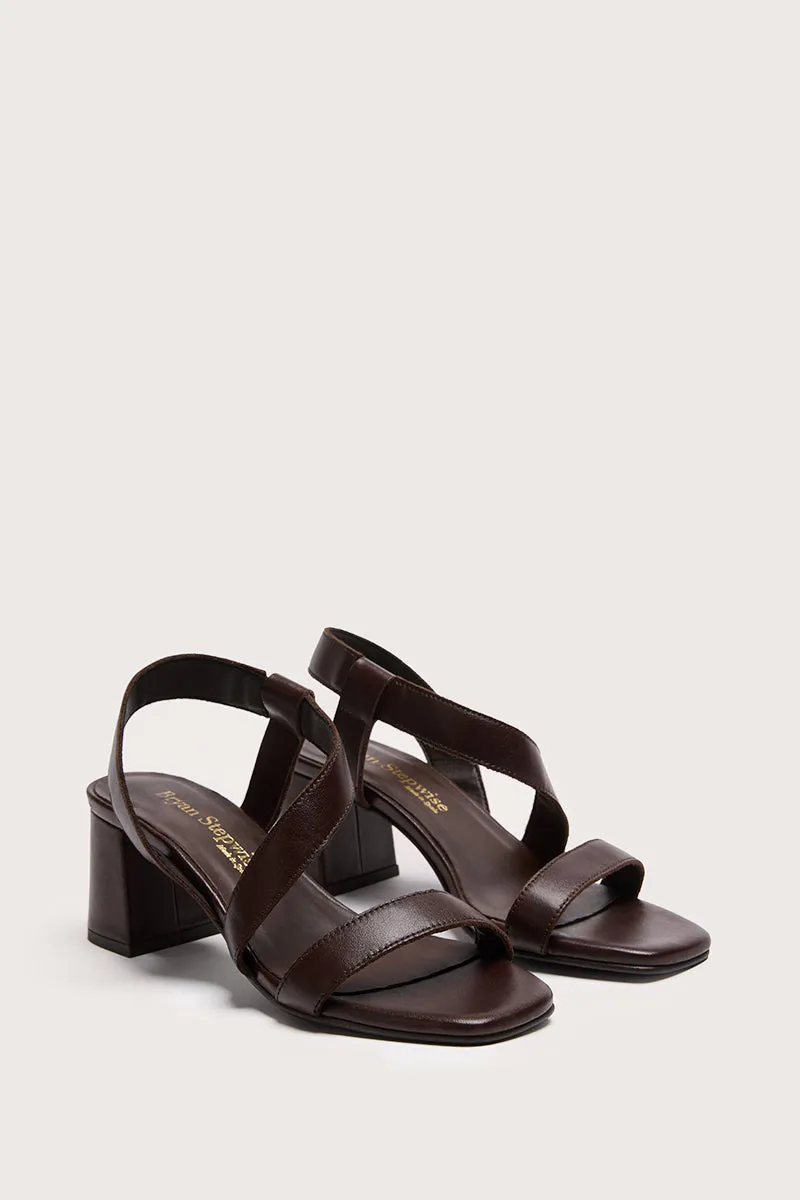 Bryan Stepwise Noe Cacao sandalen leer brede hak