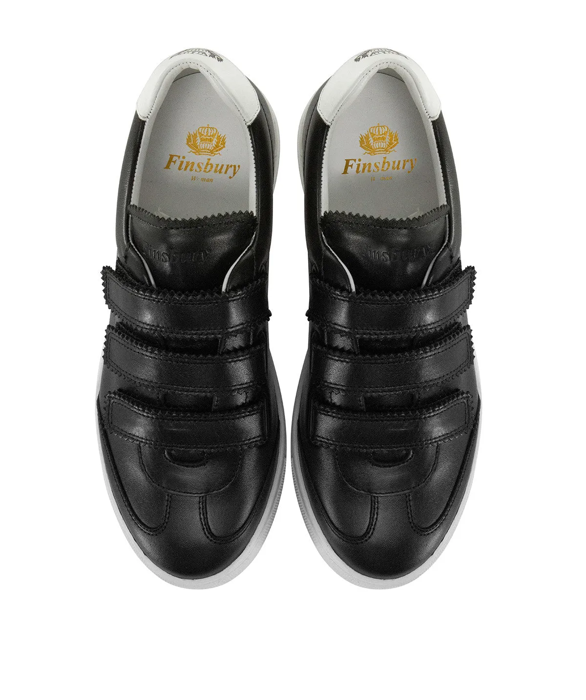 Finsbury Carolina sneakers zwart leer klittenband