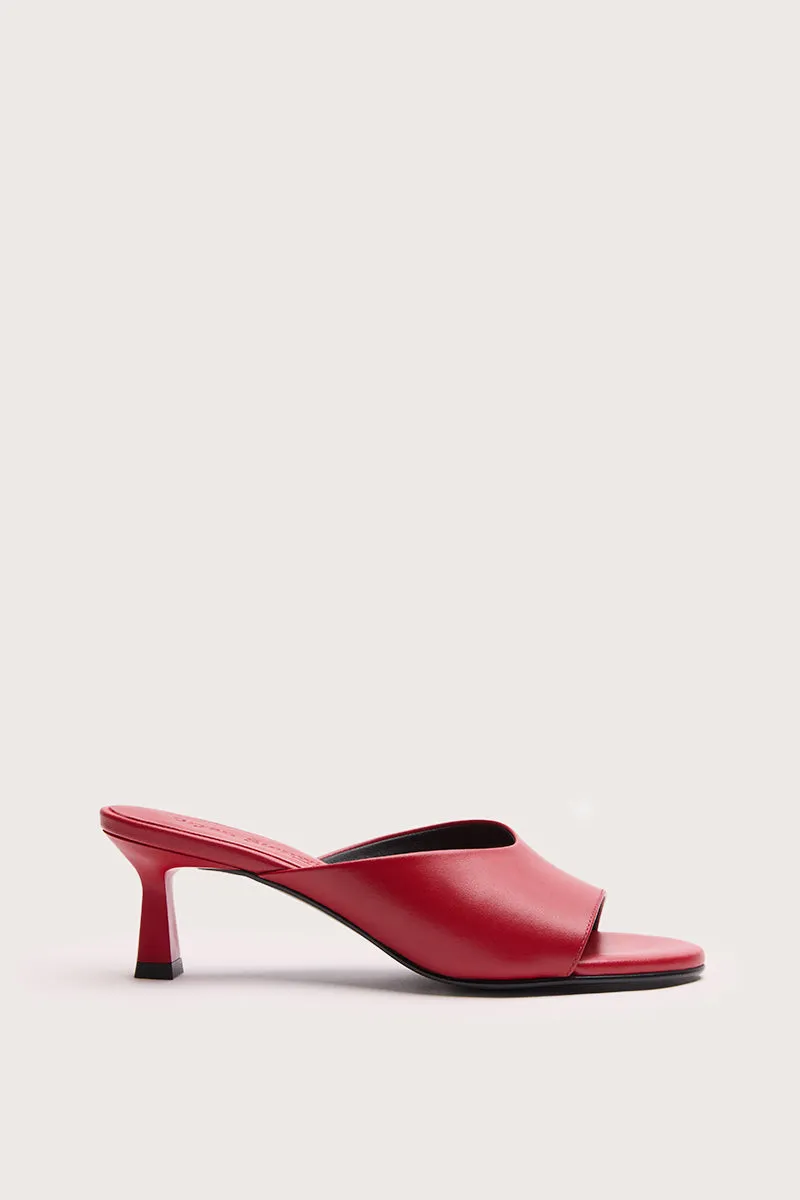 Bryan Stepwise Flat Red Renata muiltjes leer kittenhak