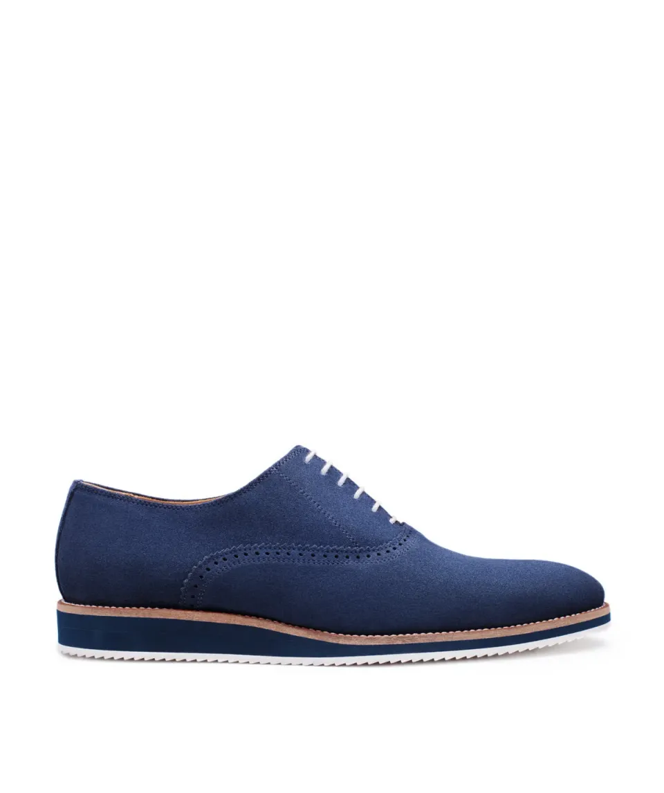 Finsbury Will oxfordschoen marineblauw suède rubberzool