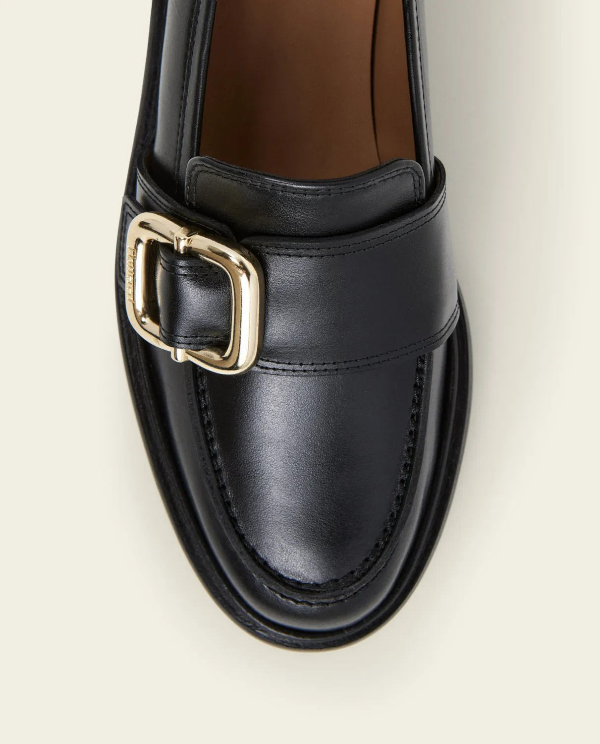 Flattered Aspen loafers zwart leer met gesp