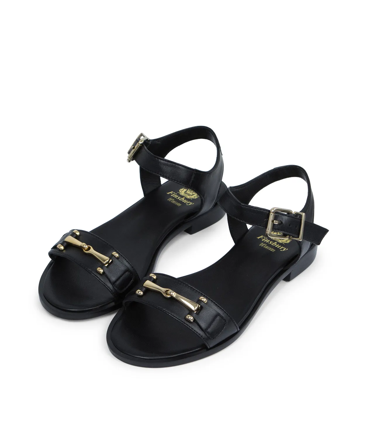 Finsbury Lea zwarte leren sandalen met bandje