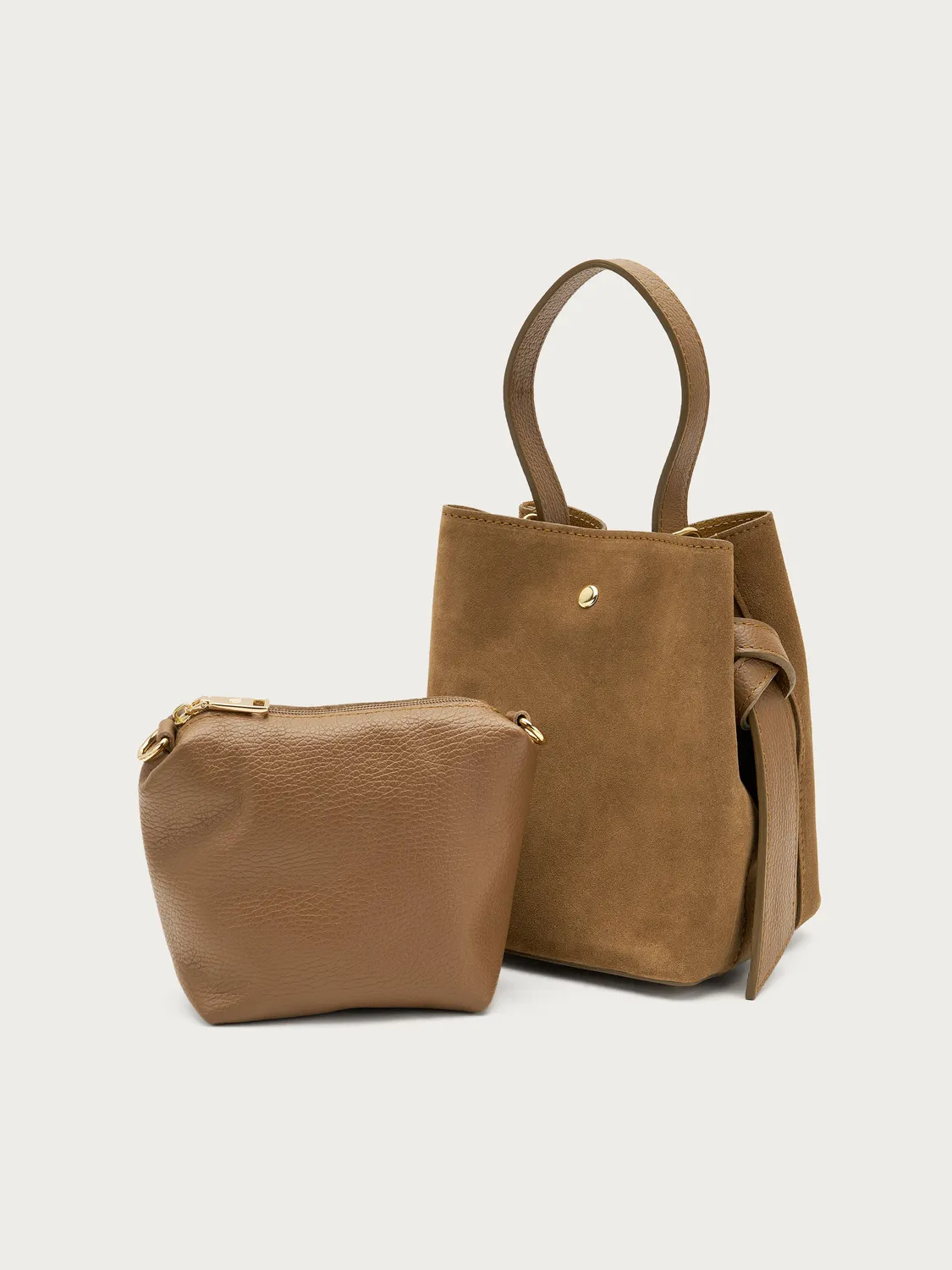 Frau bucket bag beige suède small