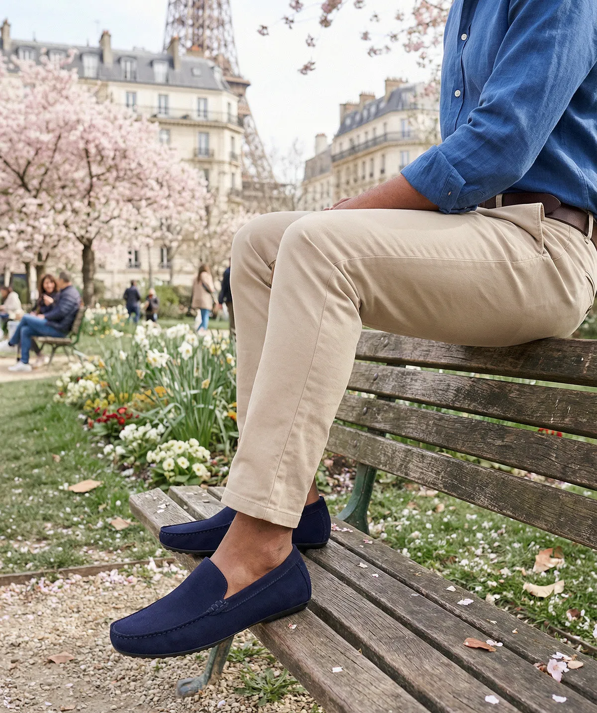 Finsbury DANDY blauwe loafers suède kalfsleer