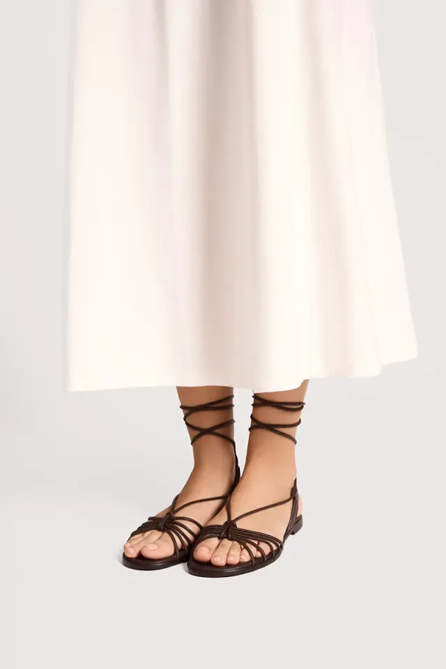 Bryan Stepwise Iris sandalen plat bruin leer