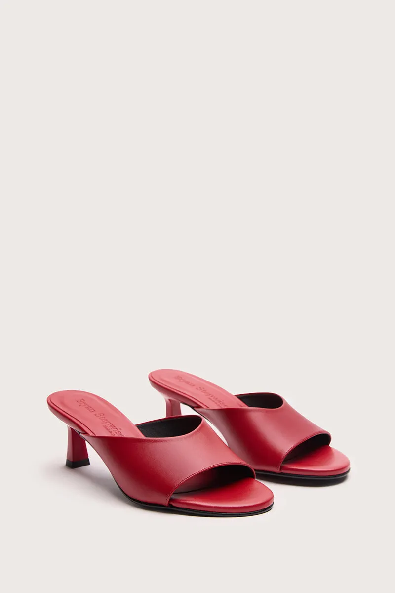 Bryan Stepwise Flat Red Renata muiltjes leer kittenhak