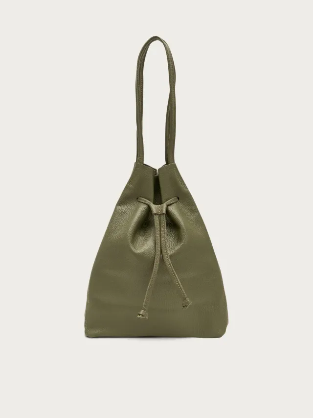 Frau groene leren bucket bag groot