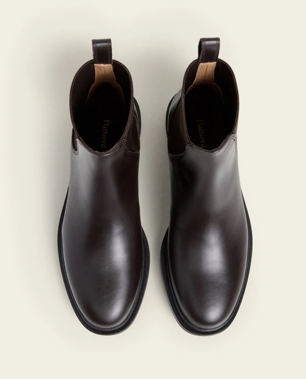 Flattered Fiona chelsea boots chocolate leer