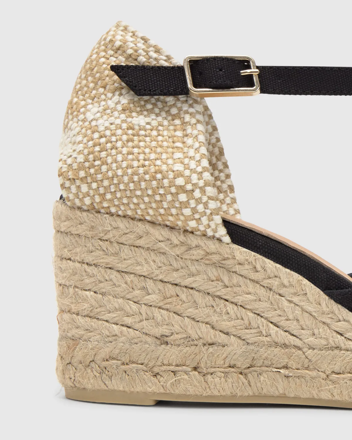 Castaner Carol/6/001 espadrille zwart katoen enkelband