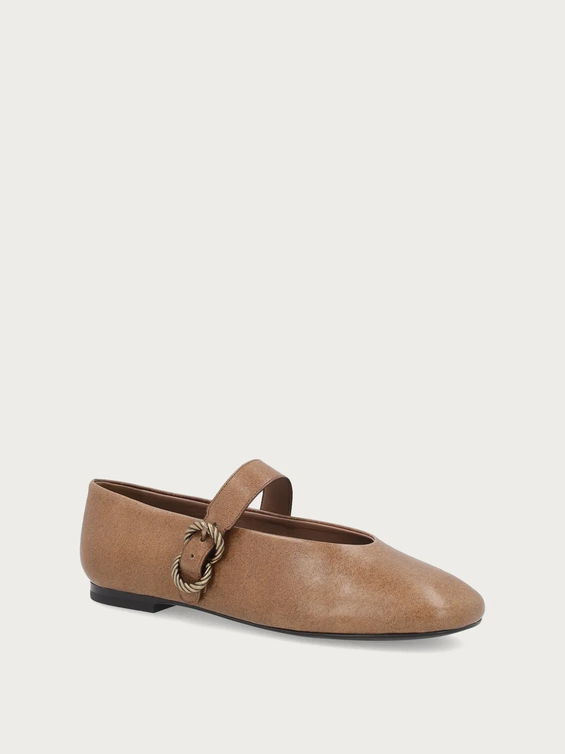 Frau Verona beige ballerina's dames gesp leer