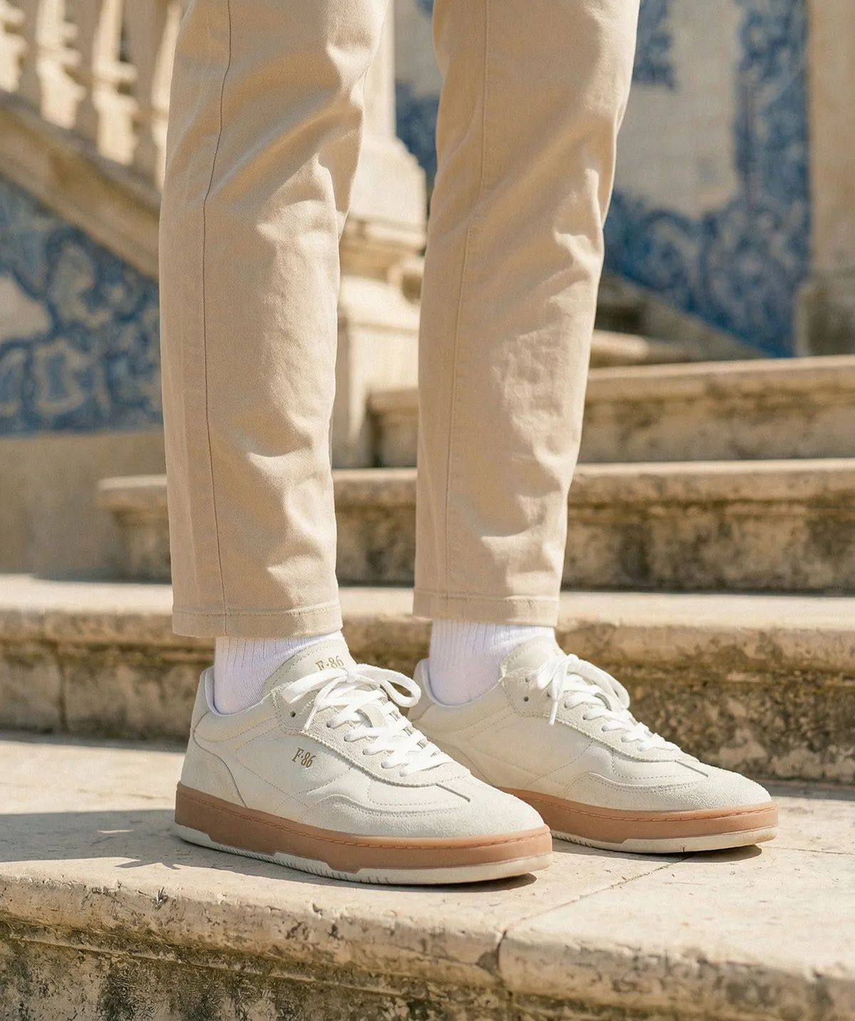 Finsbury Jules sneakers wit leer gestikt